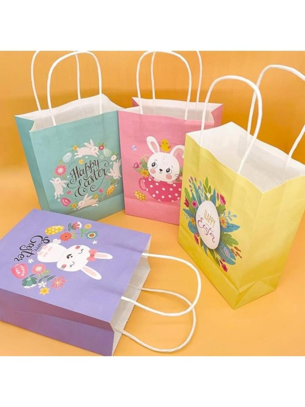 Easter 20 Pieces Happy Day Treat Bags Handles Large Goodie Gift Recycled Cardboa